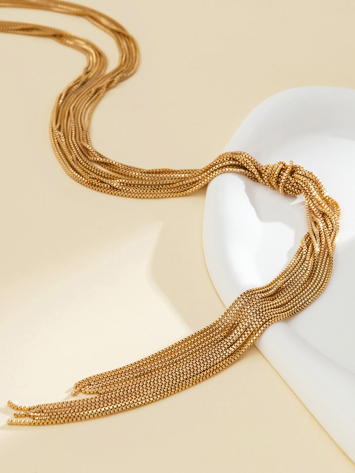 Multi-Strand Y-Shaped Tassel Necklace