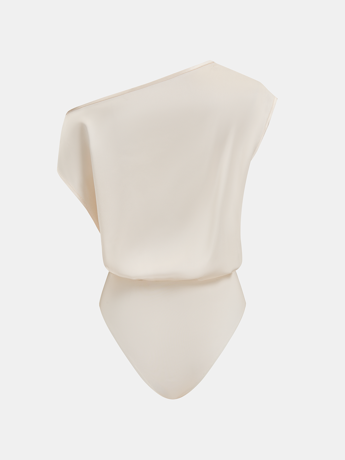 Bodysuit drapé satiné à une épaule
