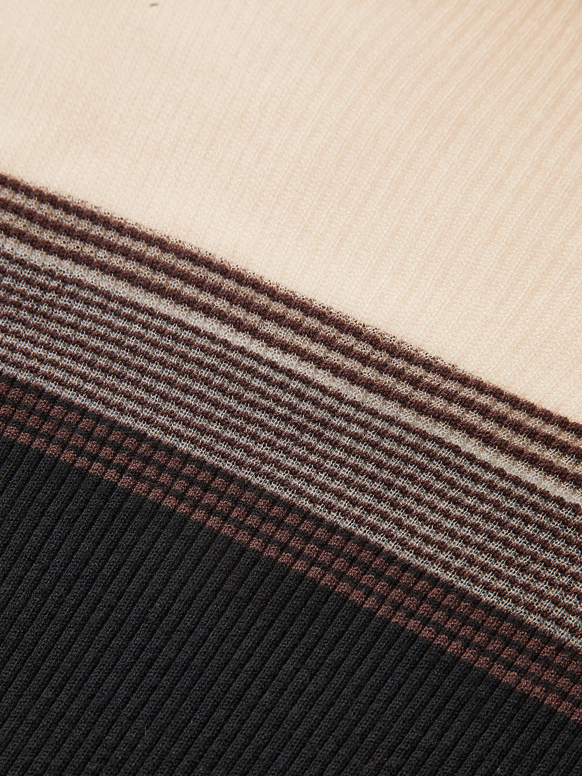 Sheer Panel Mock Neck Ribbed Knit Top
