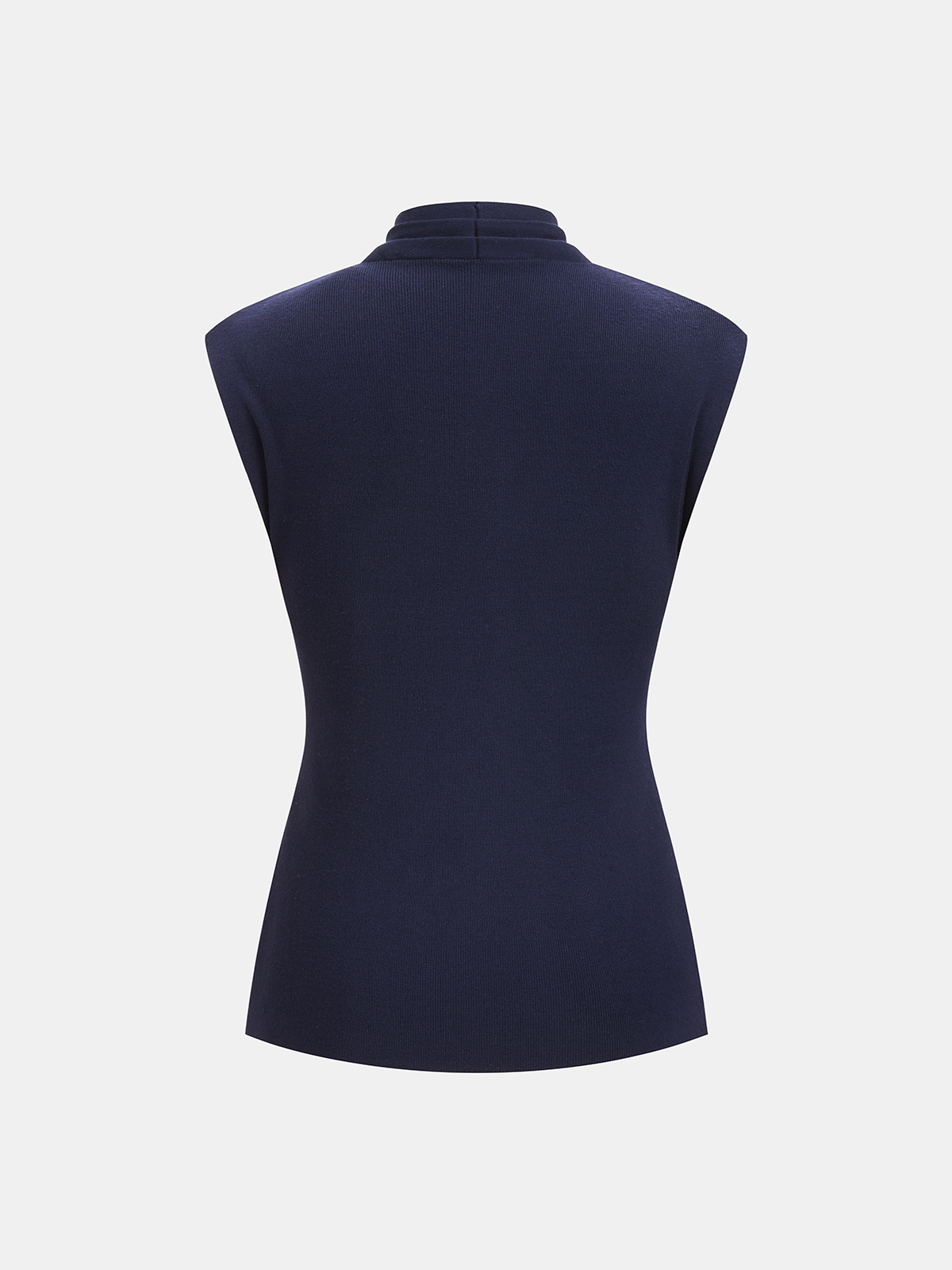 Cross-Wrap Stand Collar Knit Sleeveless Vest