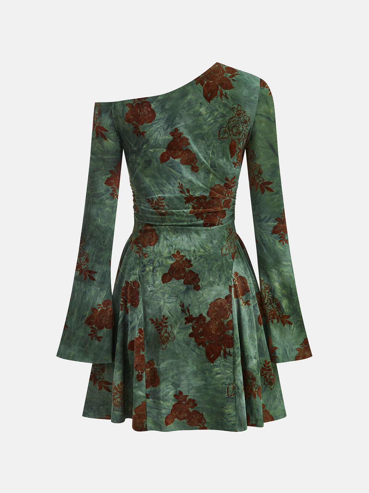 Mini-robe à imprimé floral floqué et à une épaule