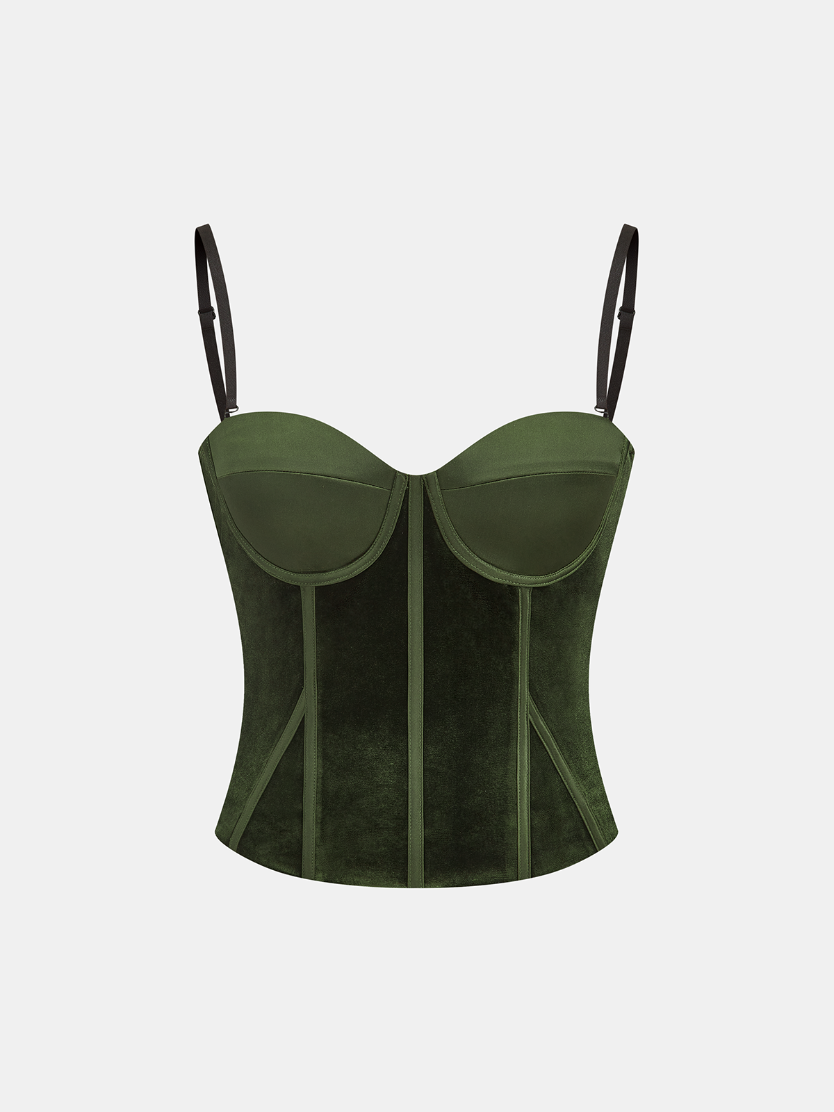 Velvet & Satin Panel Corset Top