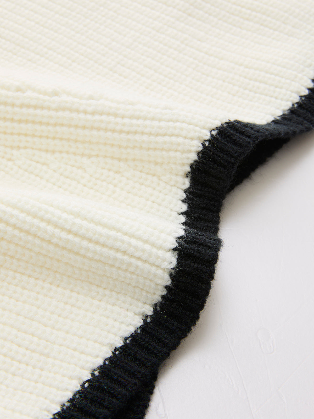 Wool Blend Contrast Trim Cap Sleeve Knit Top
