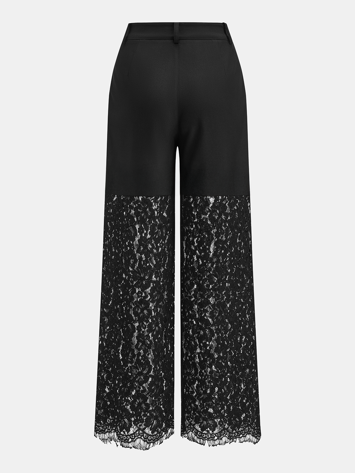 Lace Panel Straight-Leg Pants