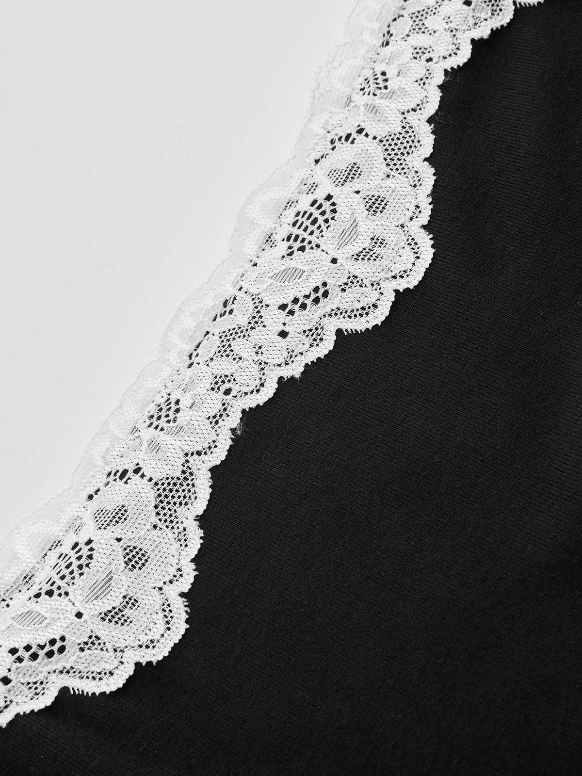 Lace Square Neck Ribbed Long-Sleeve Top