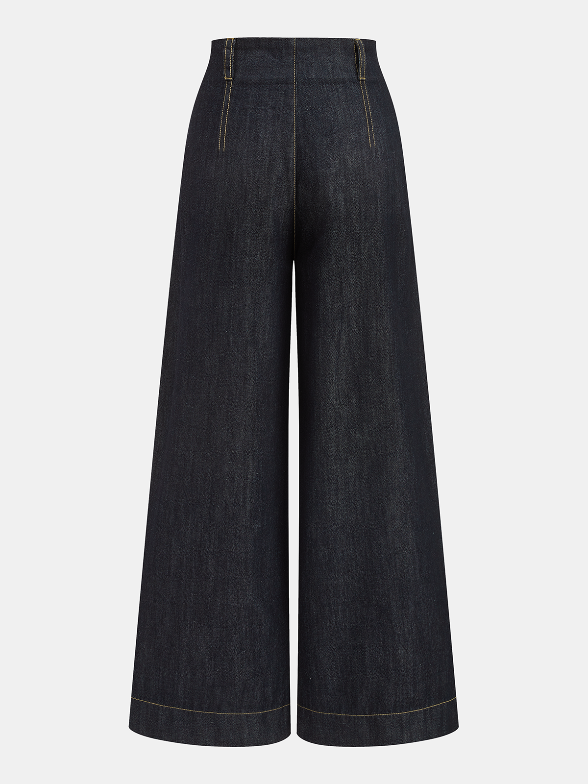 Jean large taille haute à surpiqûres contrastantes