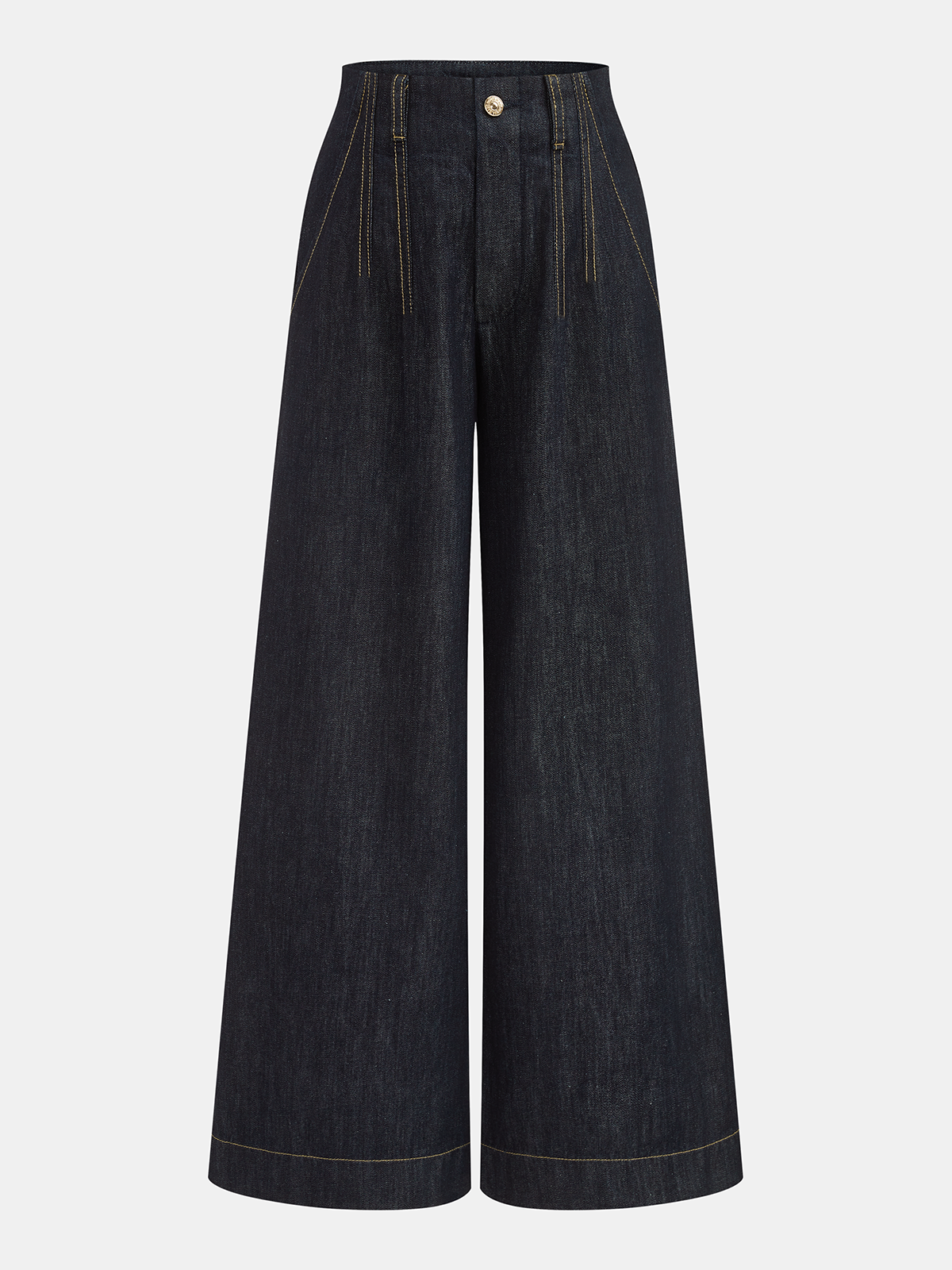Jean large taille haute à surpiqûres contrastantes