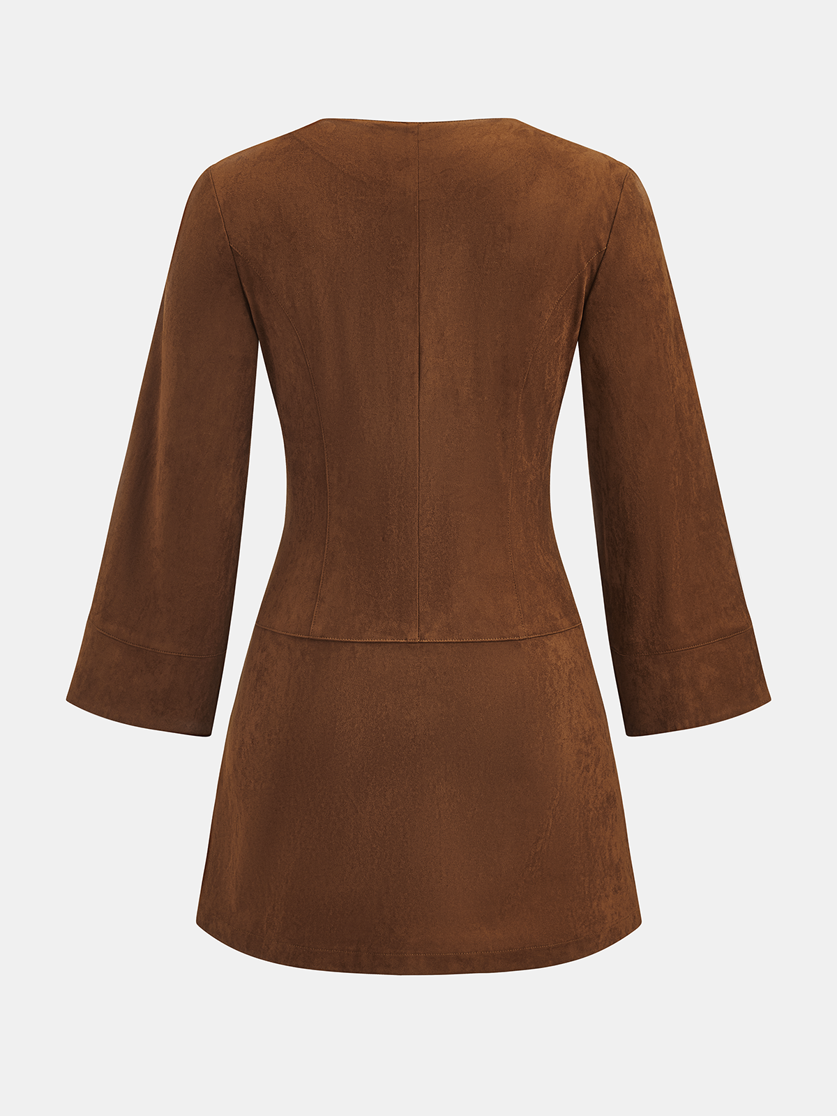 Ring Detail Suede Effect Zip-Front Mini Dress