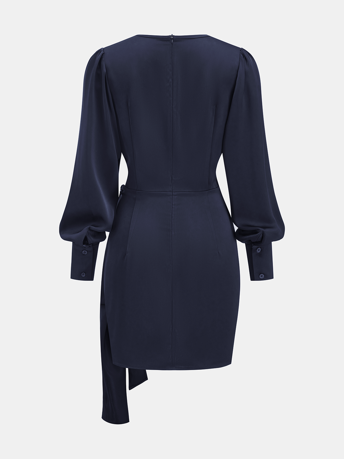 Mini-robe asymétrique en satin portefeuille