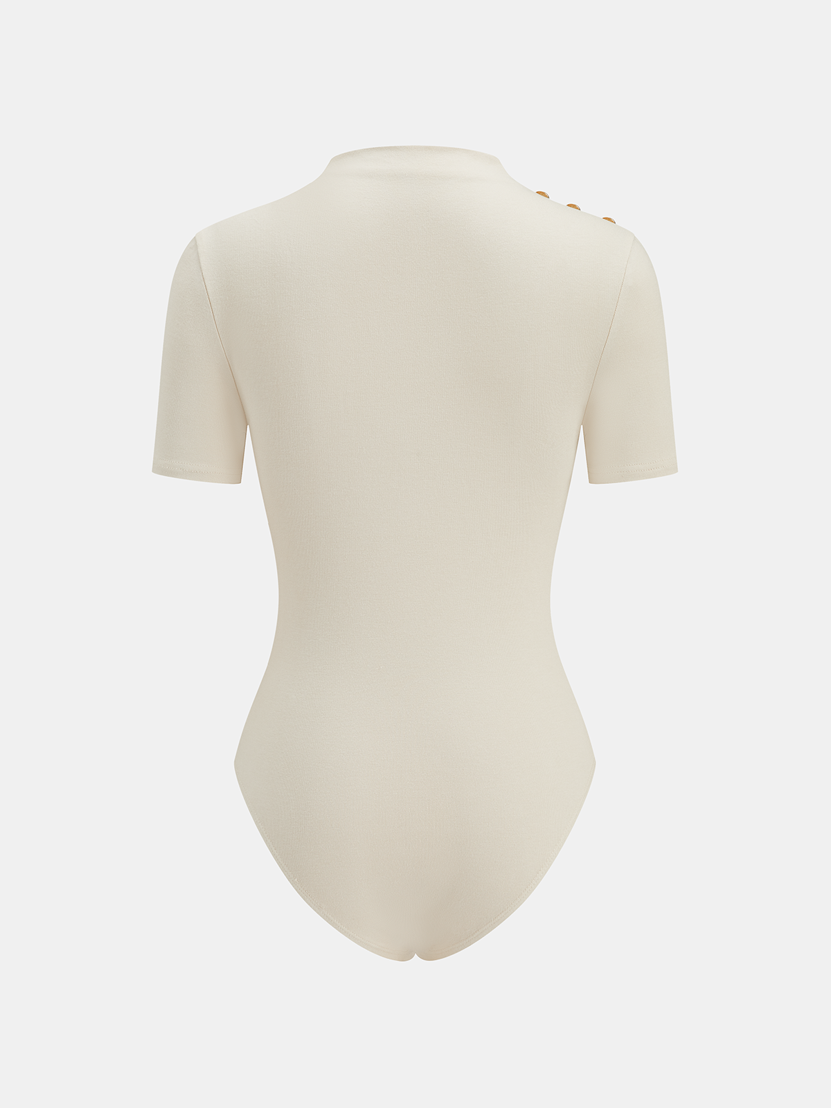 Metal Detail Mock Neck Ruched Bodysuit