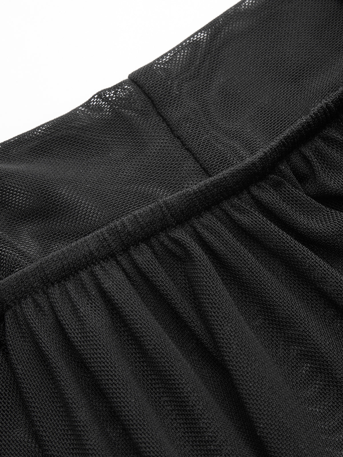 Semi-Sheer Mesh Tie-Neck Maxi Dress