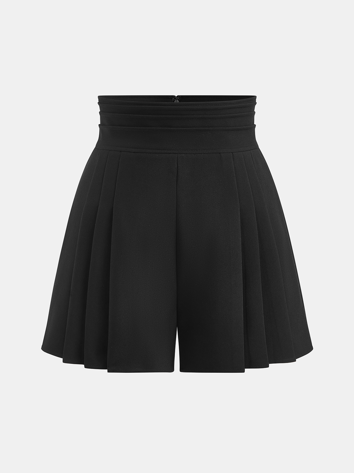 Short plissé trapèze taille haute