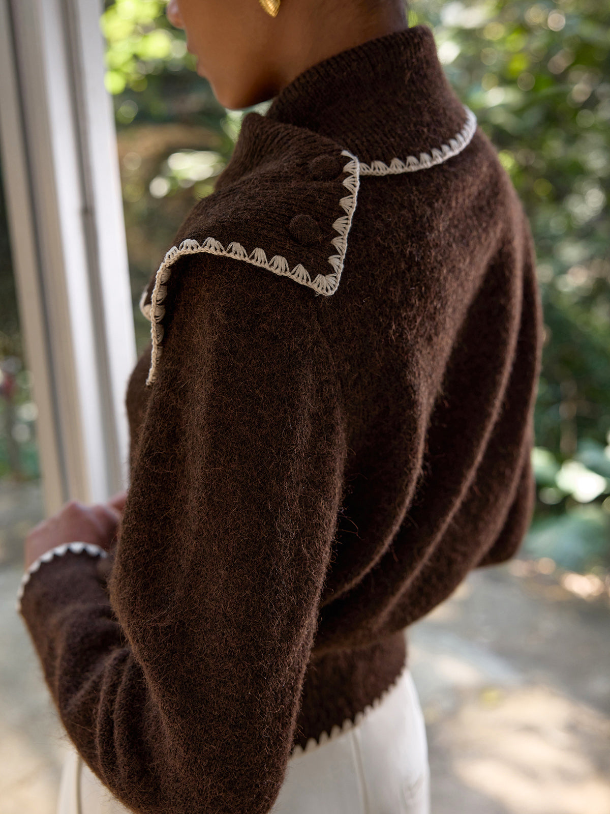 Cardigan aus Wollmischung mit Wellenrand