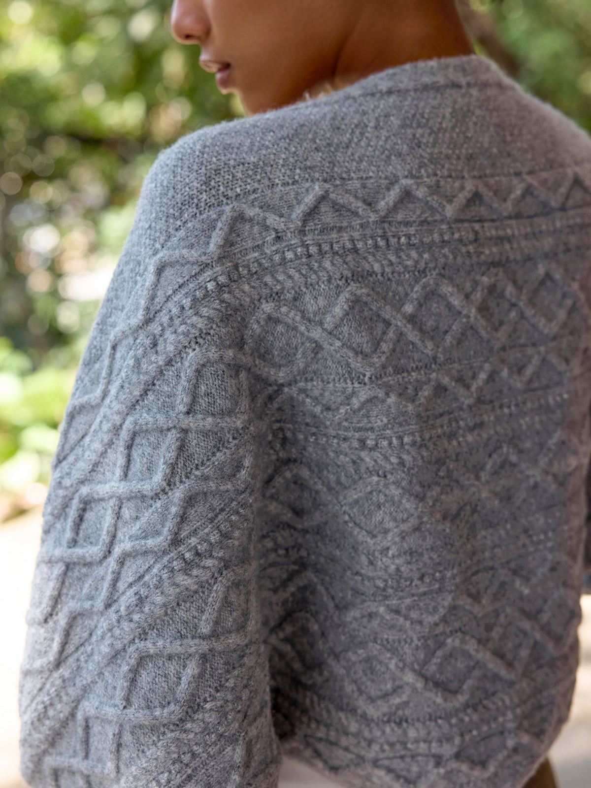 Wool-Blend Cable-Knit Capelet Cardigan