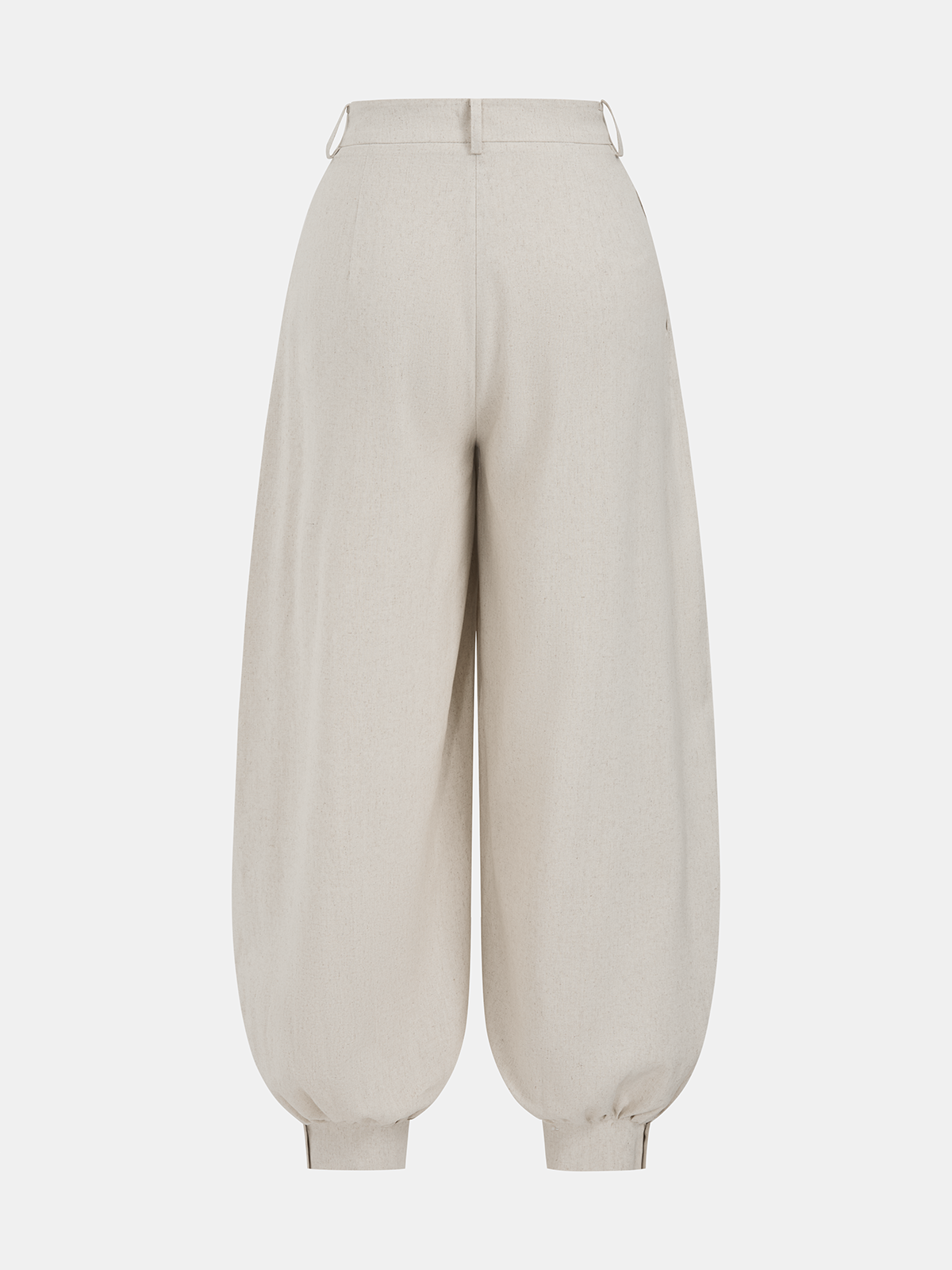 Linen-Blend Pleated Balloon Pants