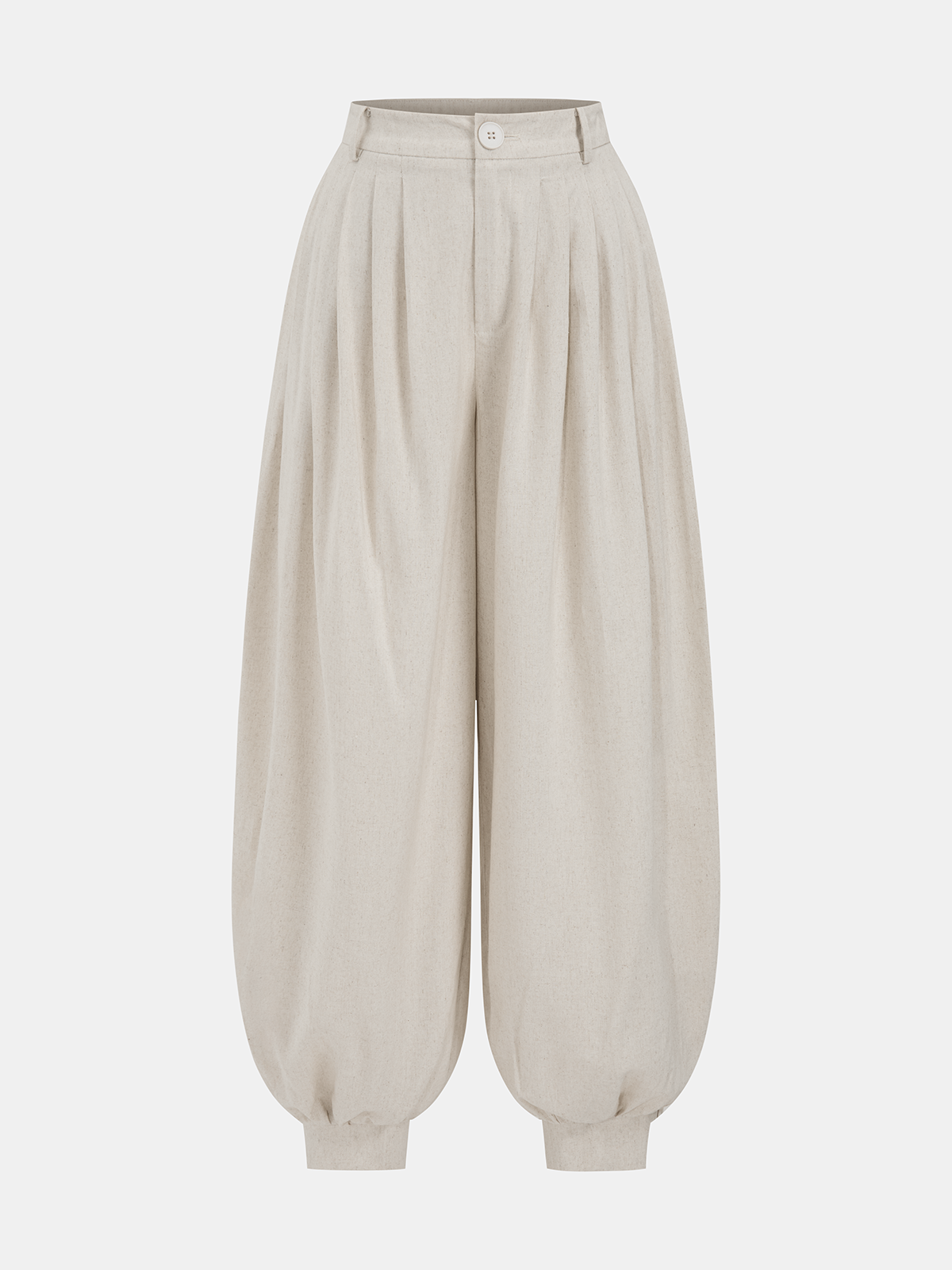 Linen-Blend Pleated Balloon Pants