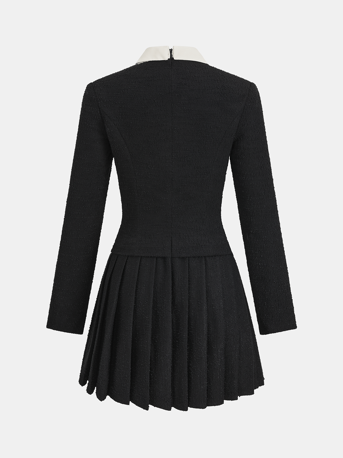 Contrast Collar Pleated Mini Dress