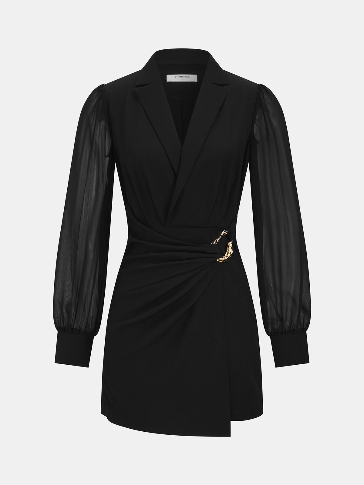Robe blazer à manches transparentes et boucles métalliques