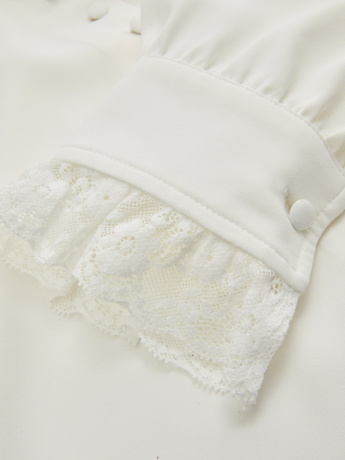 Lace-Trimmed Wide-Collar Blouse