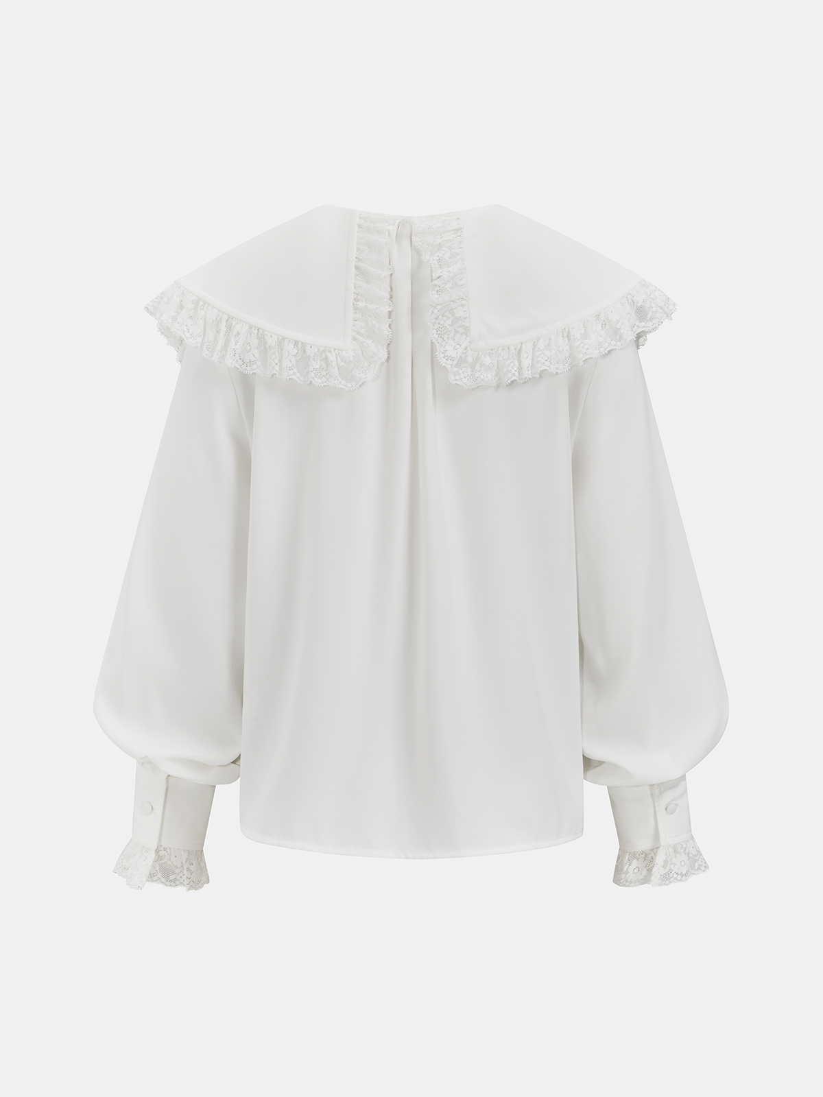 Lace-Trimmed Wide-Collar Blouse