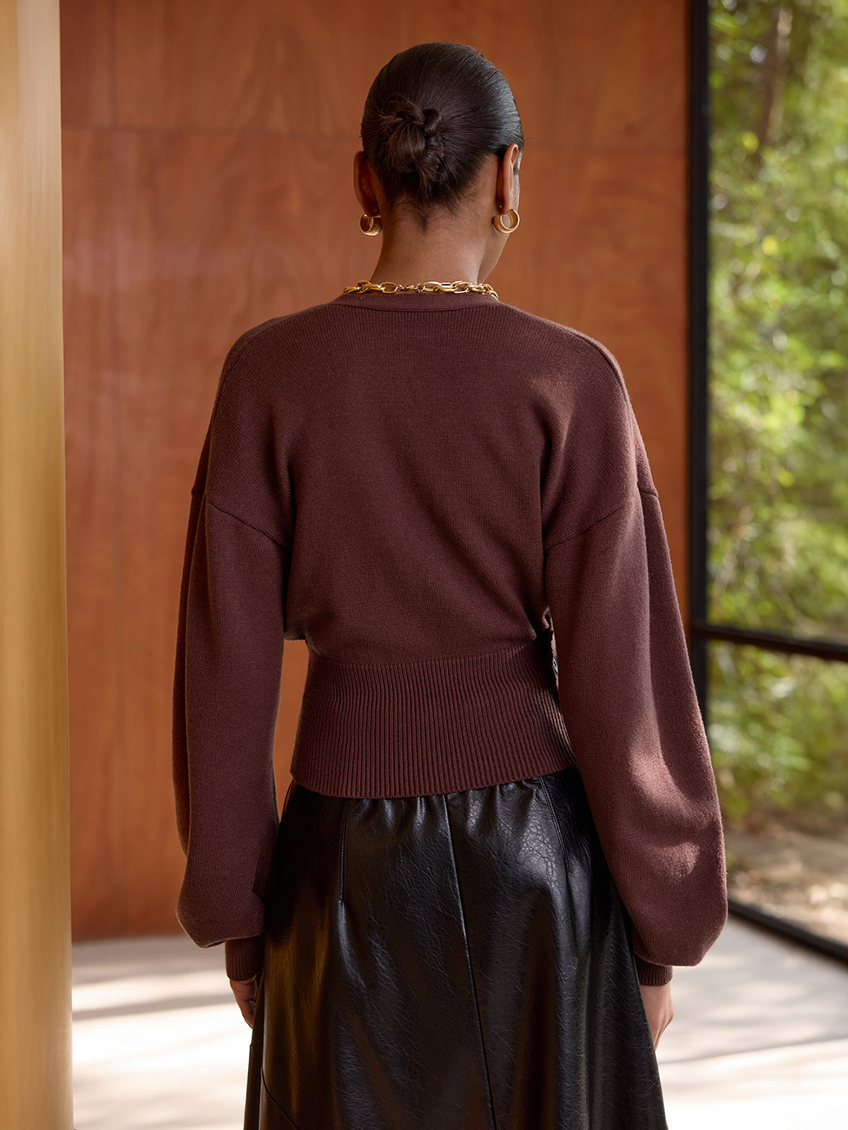 Cincher Waist Wrap Knit Top