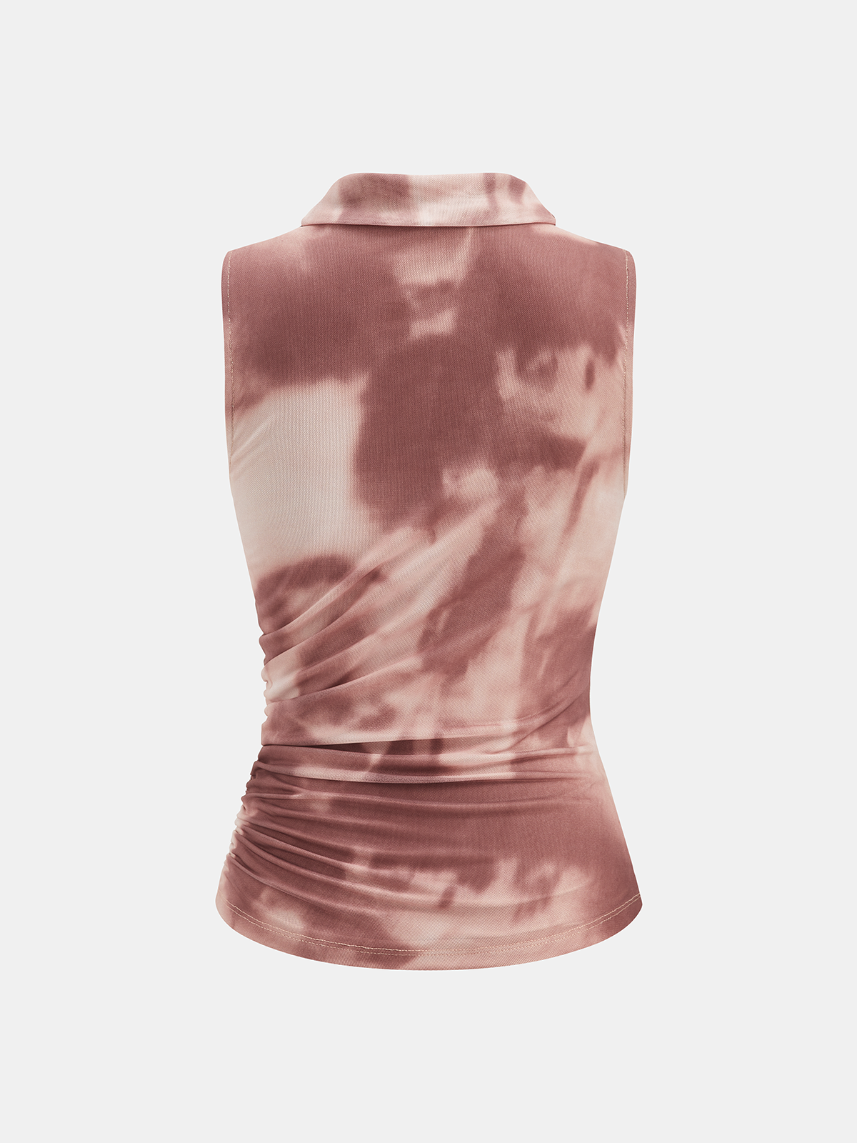 Tie Dye Mesh Ruched Asymmetric Sleeveless Top