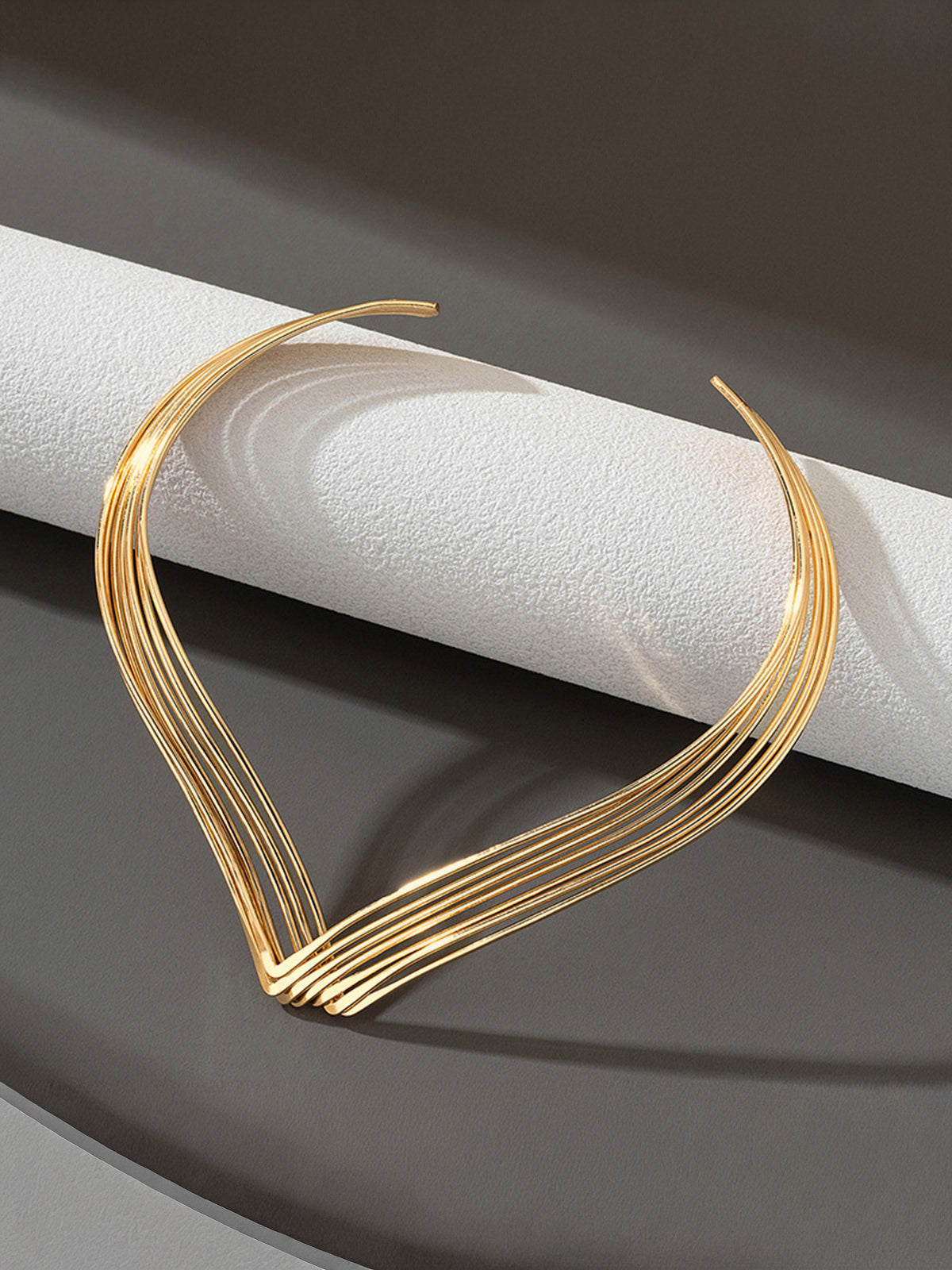 Multi-Strand V-Shaped Choker Necklace