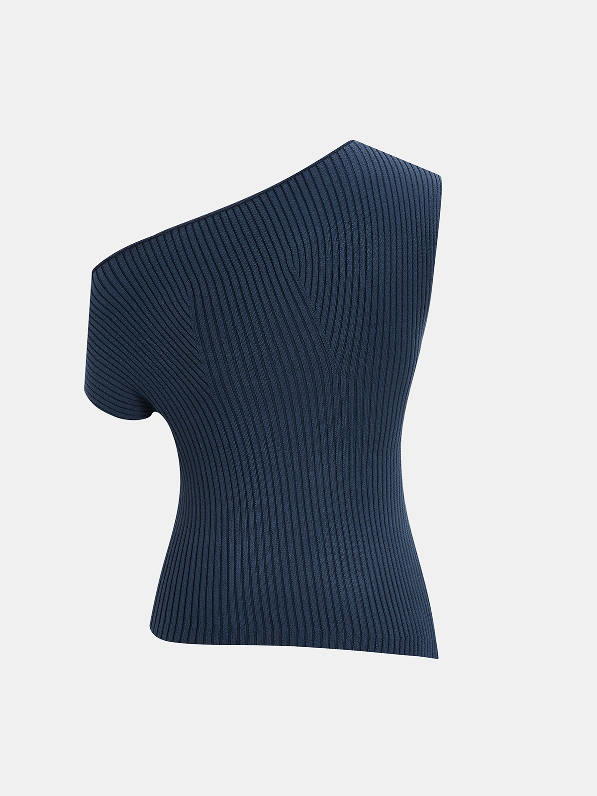 Ribbed Knit One-Shoulder Asymmetrical Top