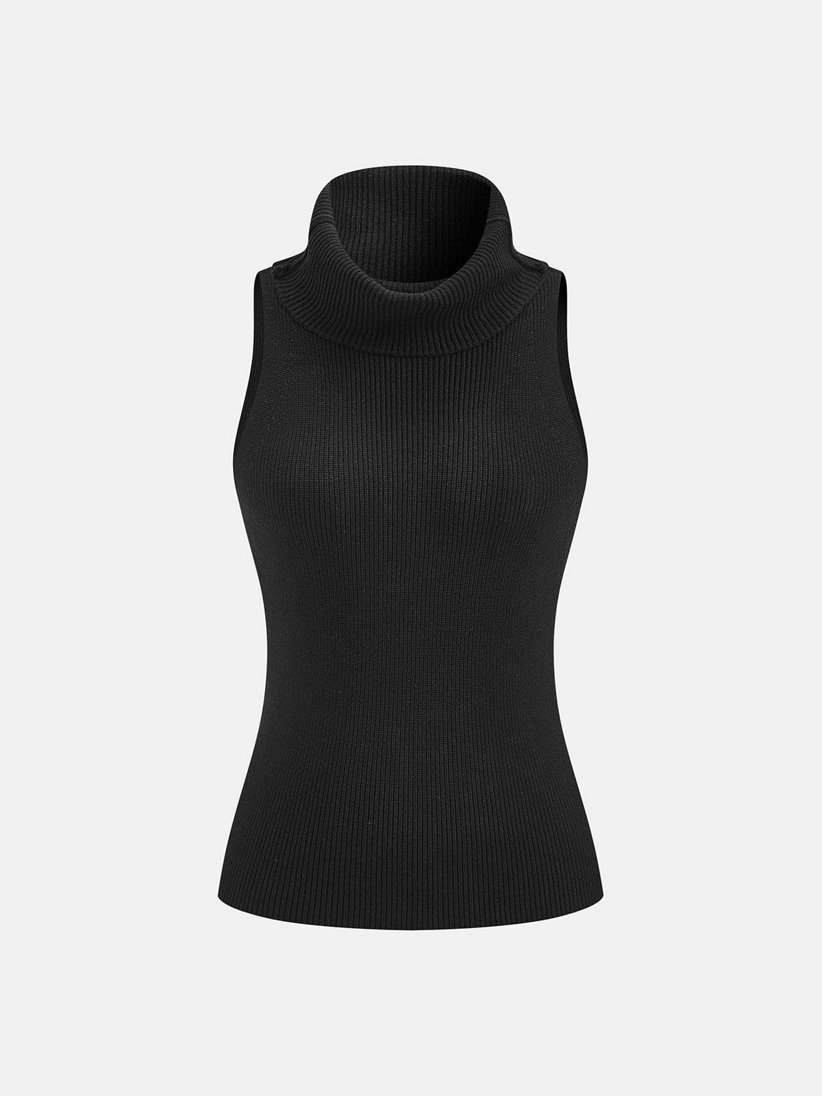 Ribbed Sleeveless Turtleneck Top