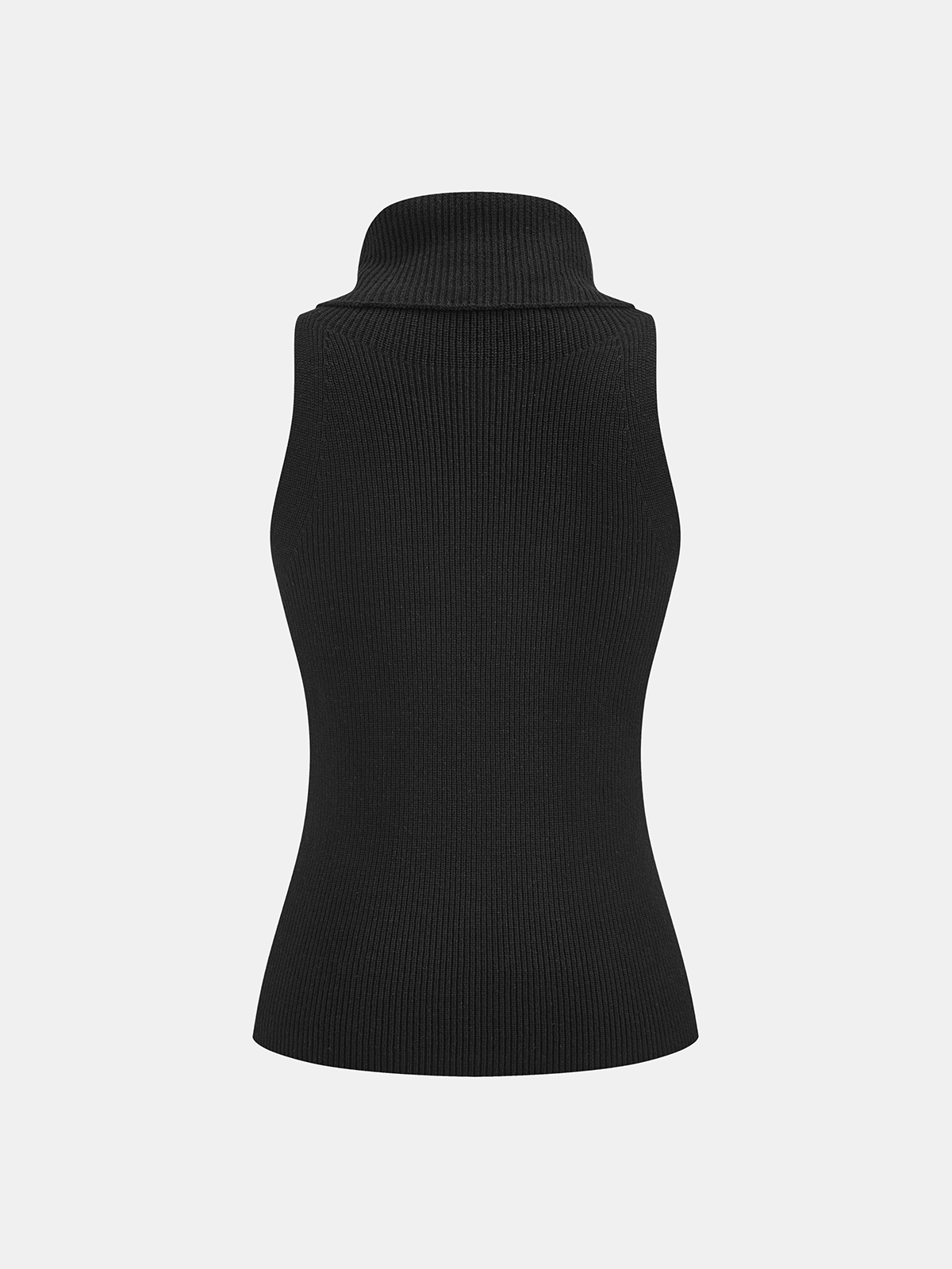 Ribbed Sleeveless Turtleneck Top