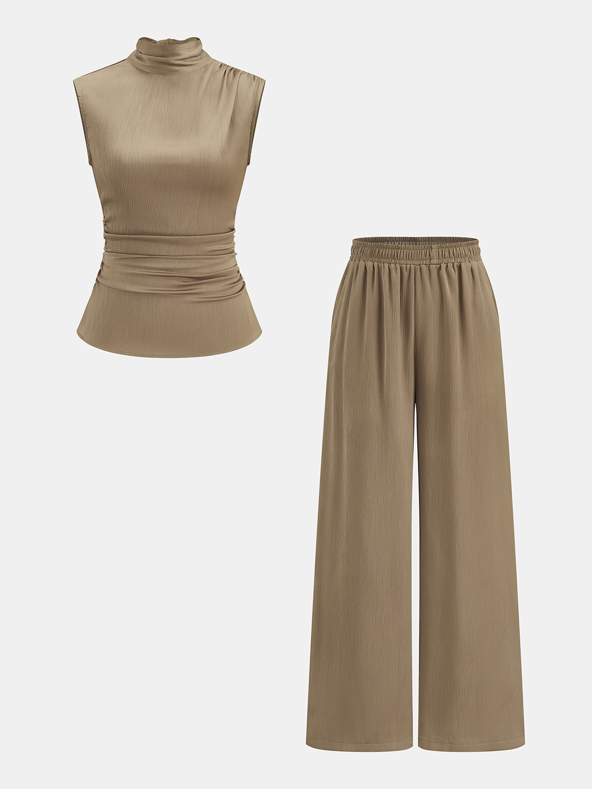Ensemble col roulé froncé et pantalon large