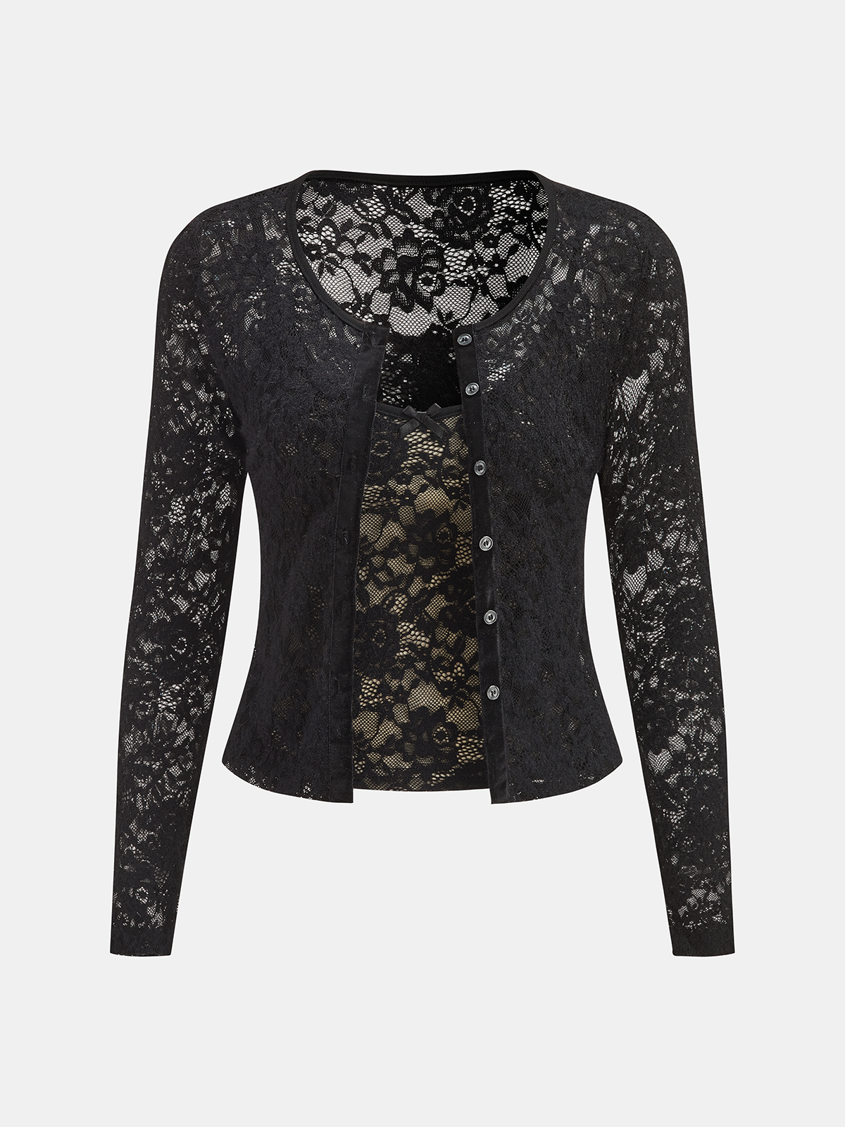 Lace Cami Top & Cardigan Two-Piece Set