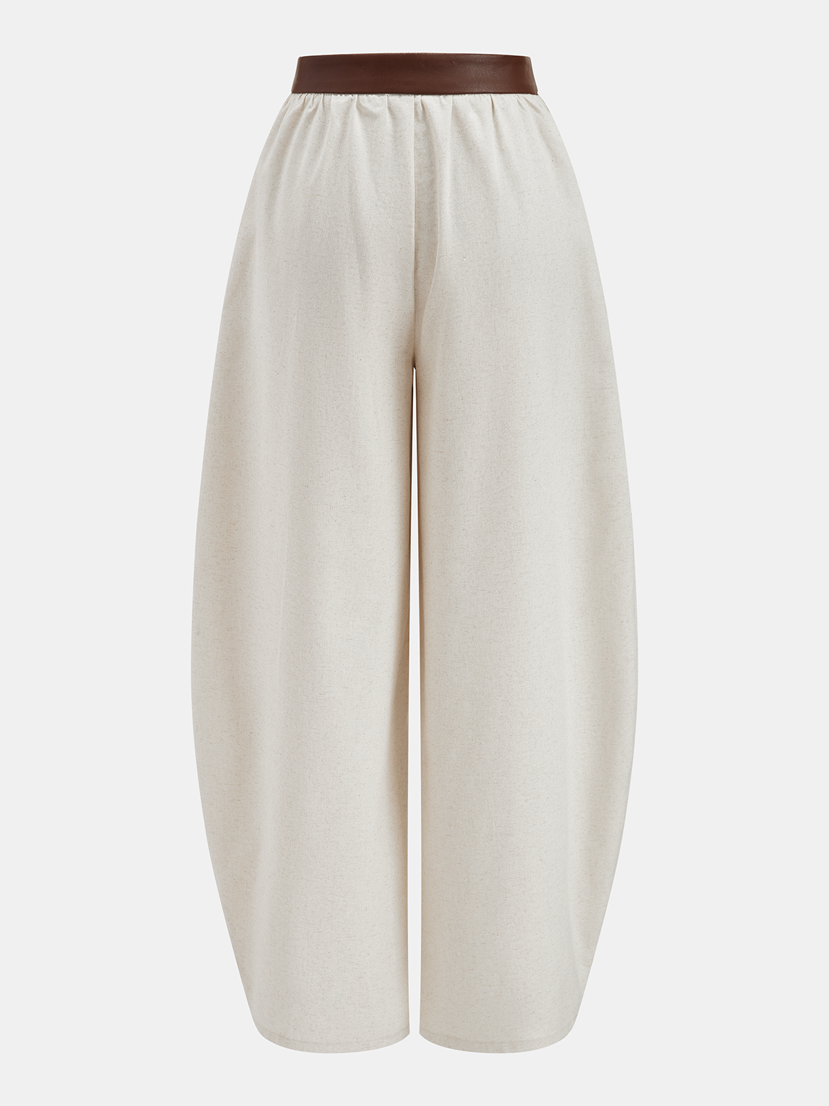 Faux Leather Waistband Pleated Balloon Pants