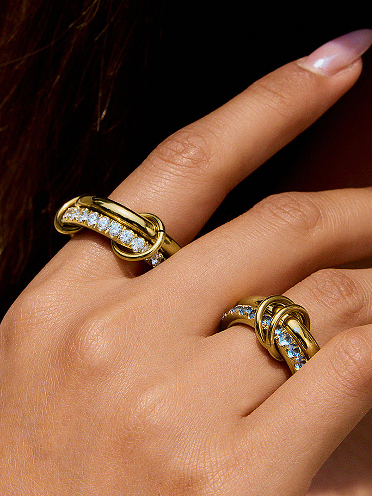 Zircon Accent Double-Band Linked Ring