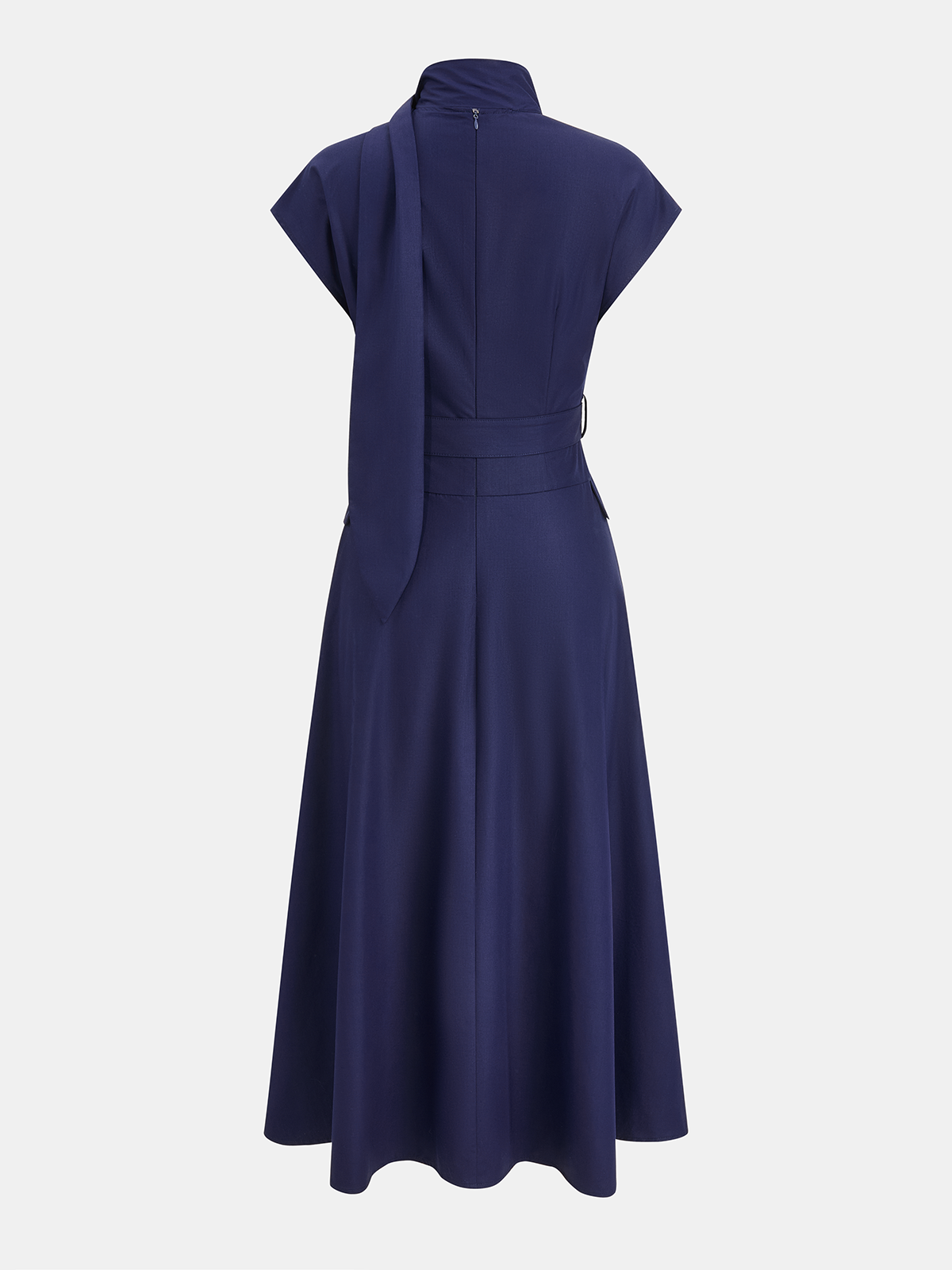 Maxikleid ohne Ärmel mit Bindekragen und Gürtel