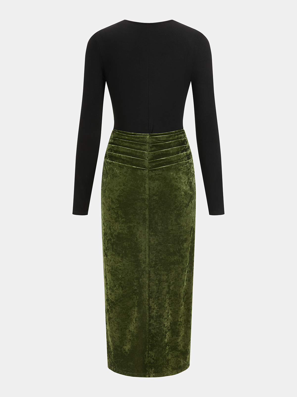 Metall-Detail Color-Block Samt-Kleid