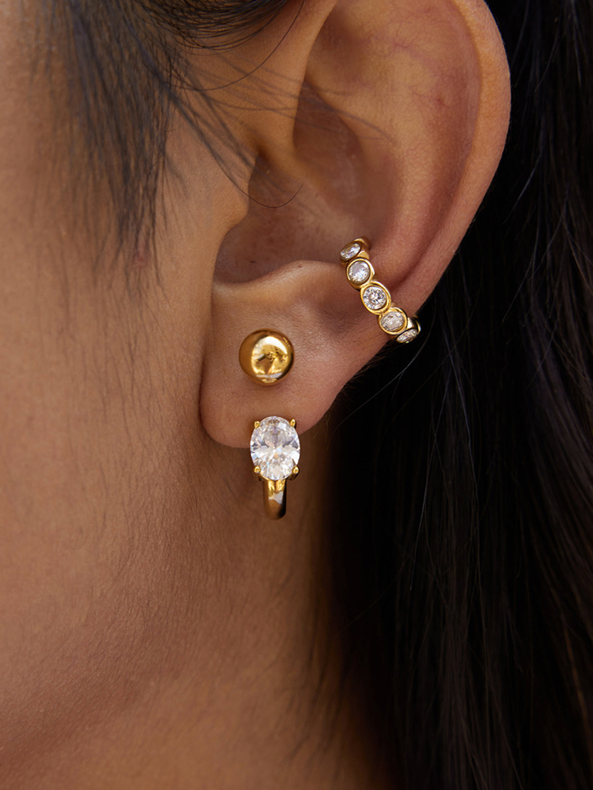 Zircon Accent Gold-Tone Earrings