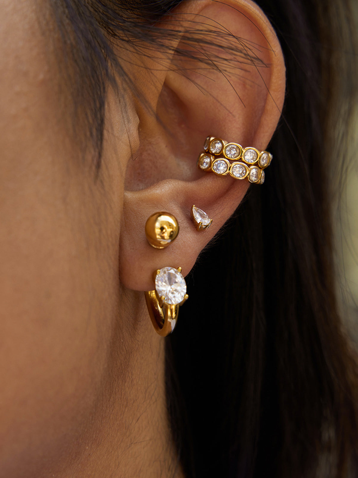 Zircon Accent Gold-Tone Earrings