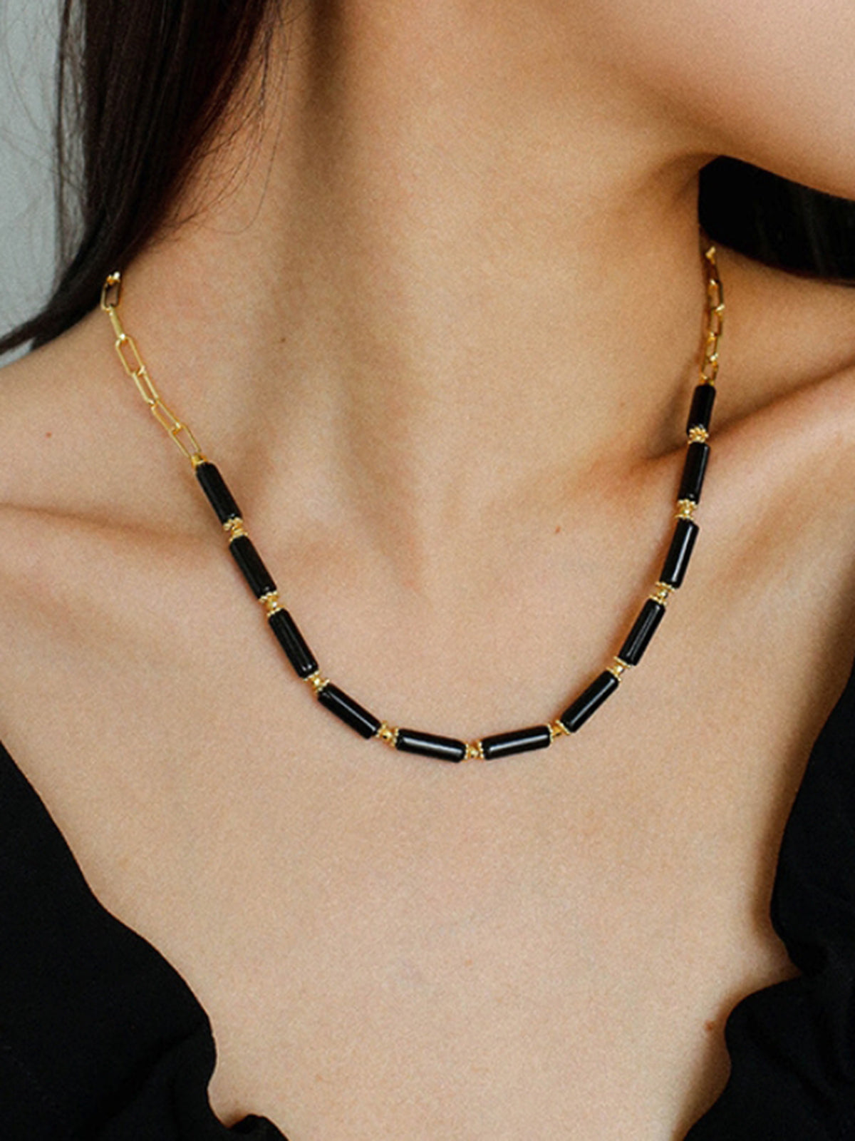 Long Bar Agate Choker Necklace