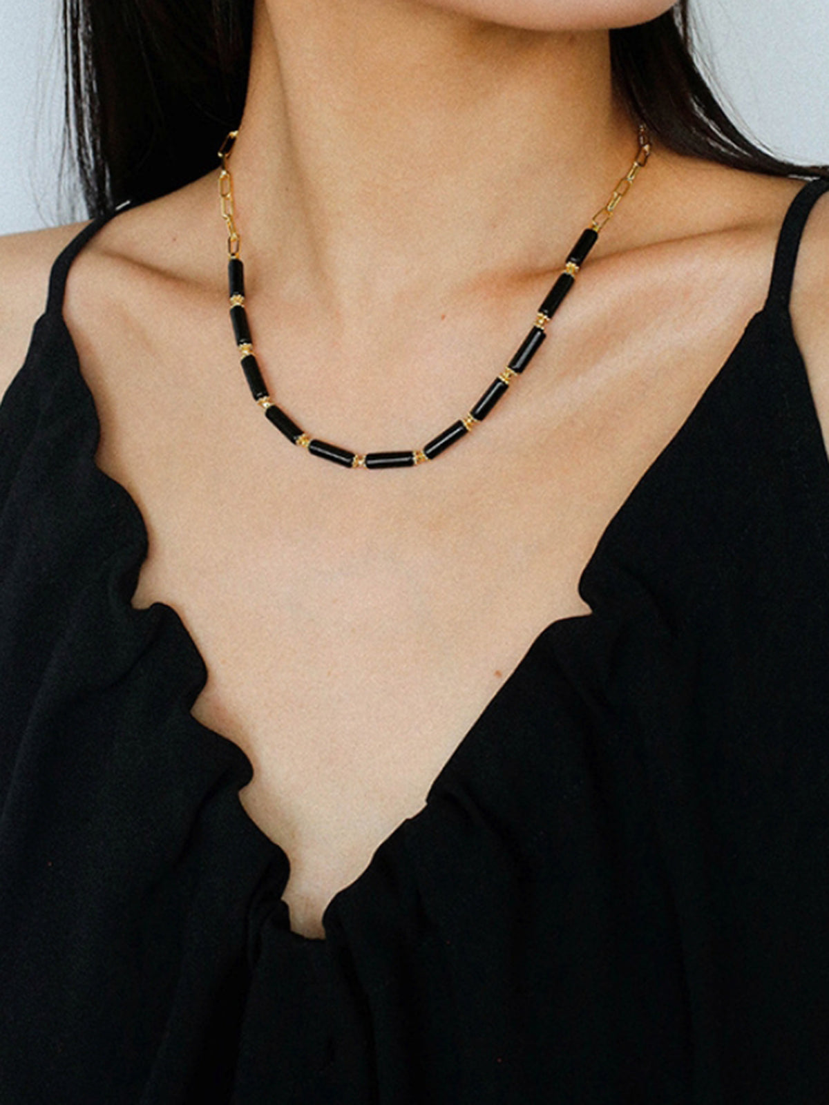 Long Bar Agate Choker Necklace