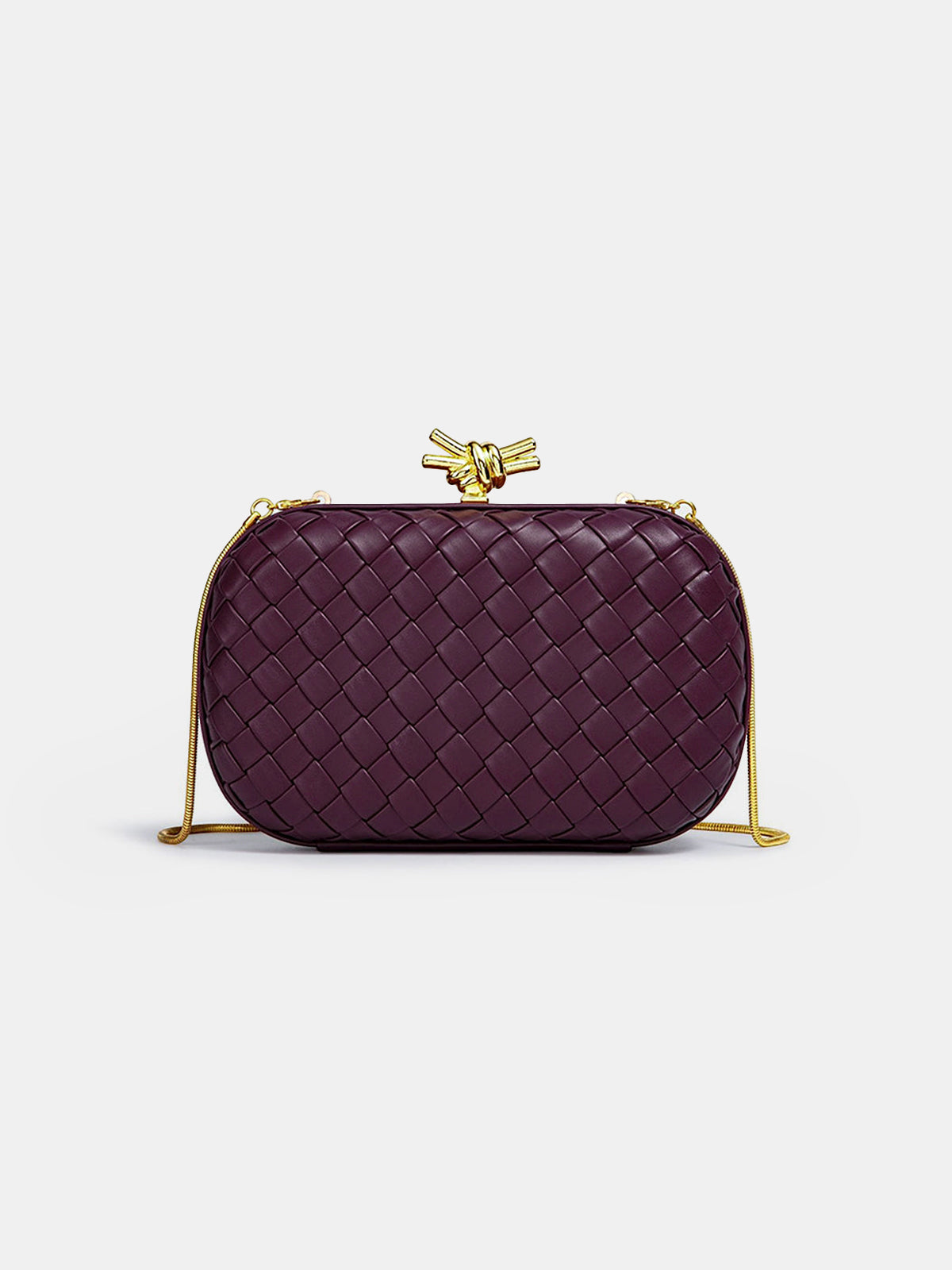 Knot Closure Woven Clutch Bag