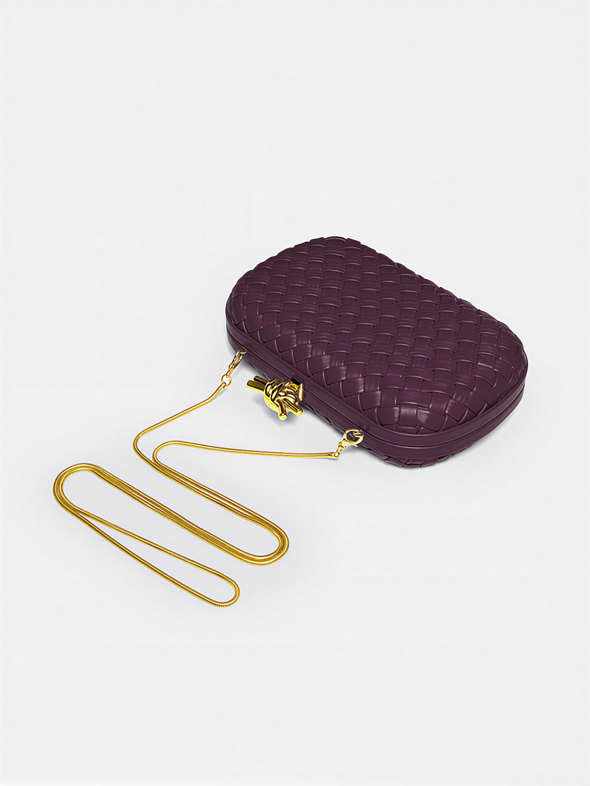 Knot Closure Woven Clutch Bag