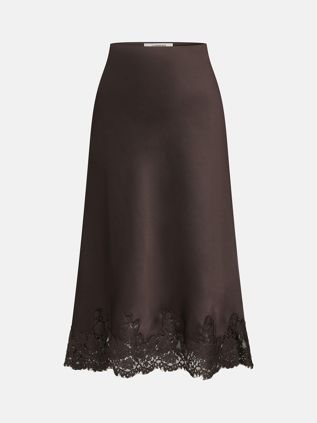 Satin Cinched-Waist Top & Lace-Trim Skirt Set