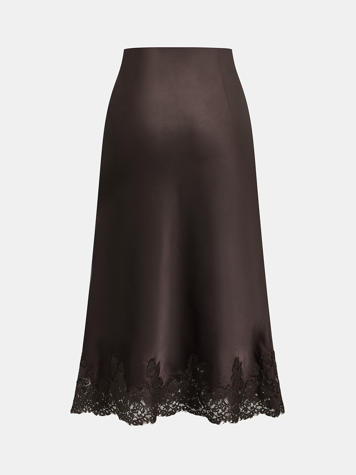 Satin Cinched-Waist Top & Lace-Trim Skirt Set
