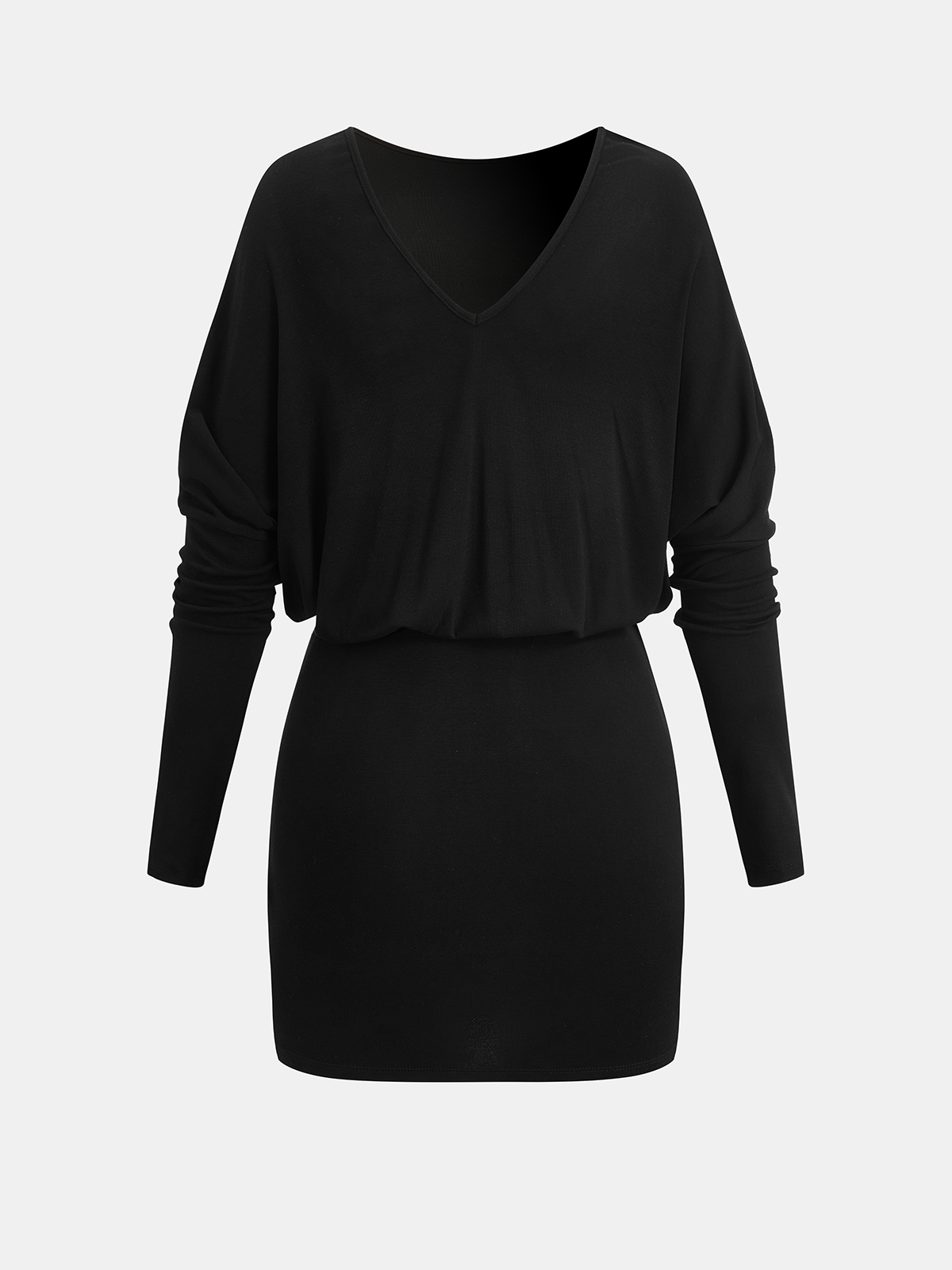 Metal Buckle Batwing Sleeve Ruched Mini Dress