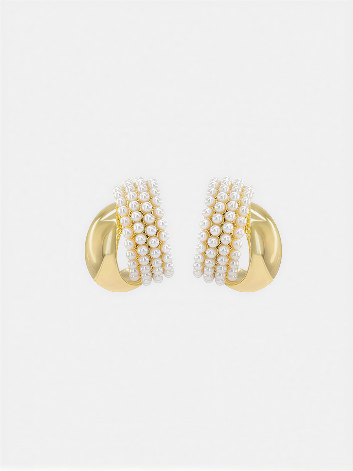 Pearl Gold Arc Hoop Earrings