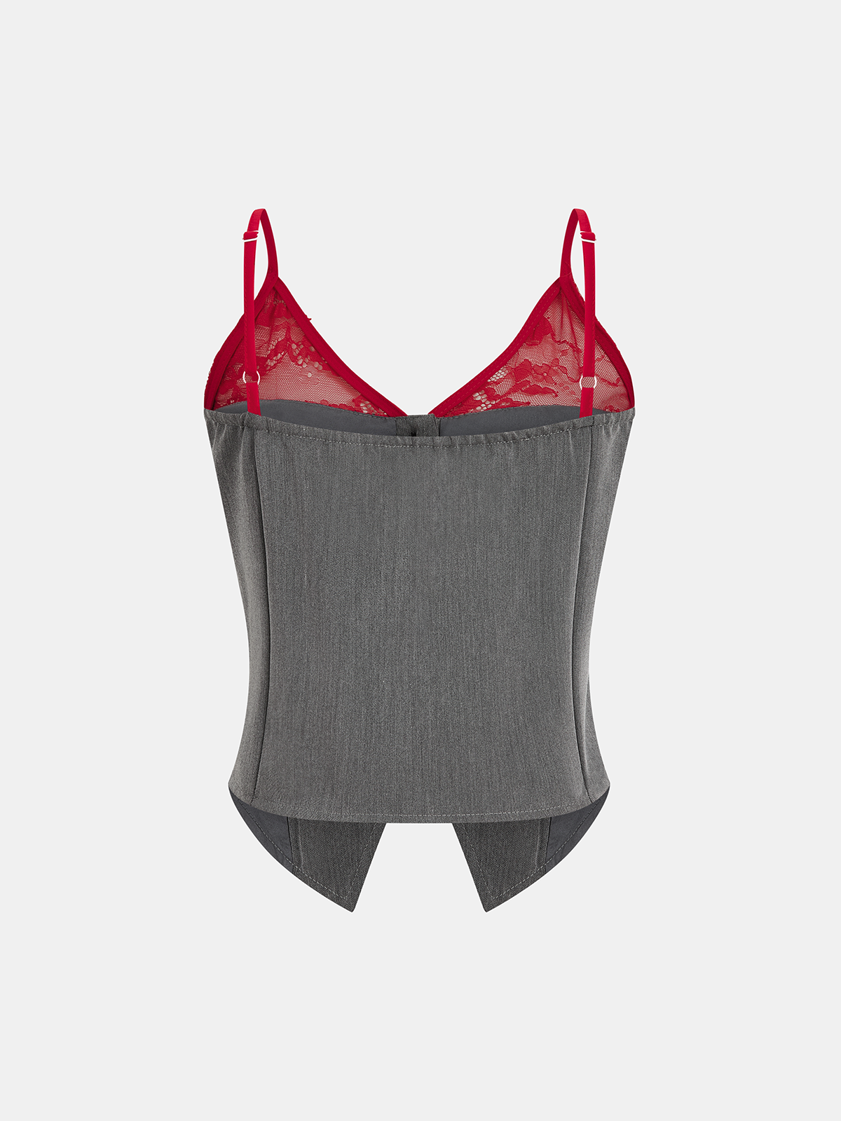 Contrast Lace Cami Vest & Pants Set with Scarf