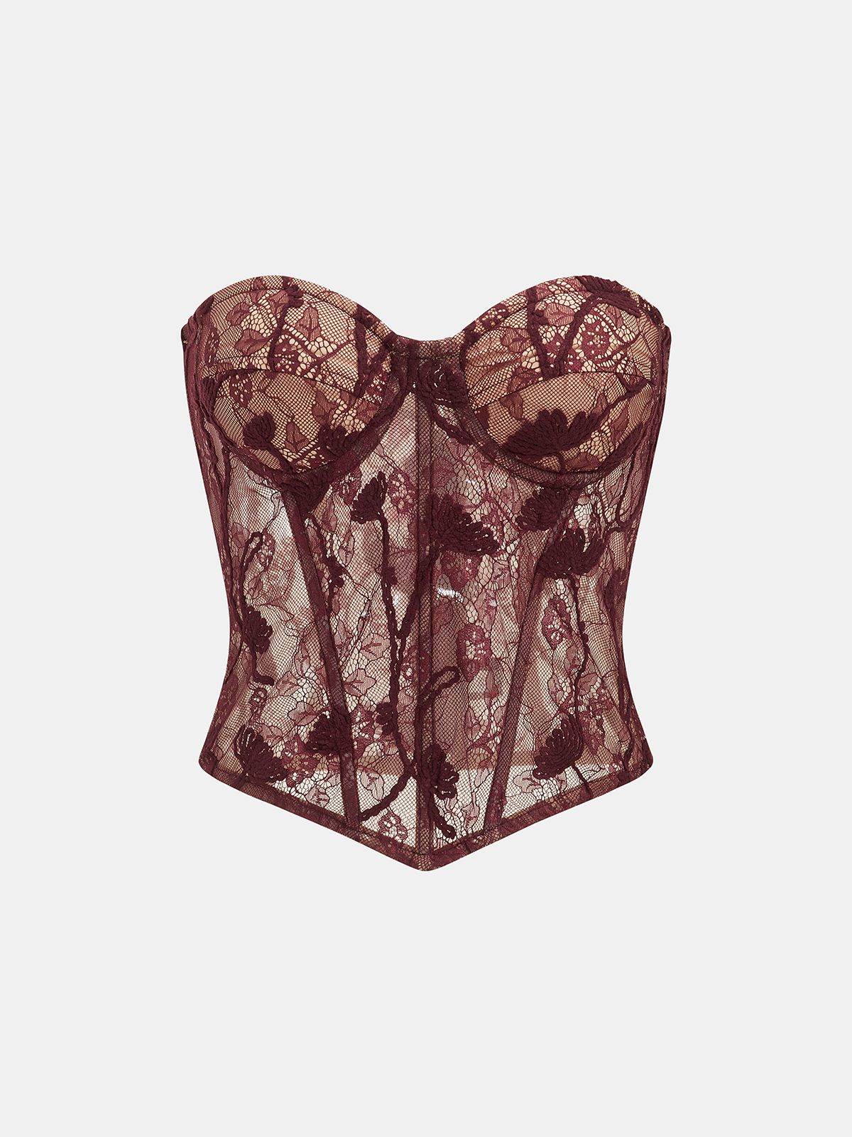 Floral Lace Strapless Corset Top