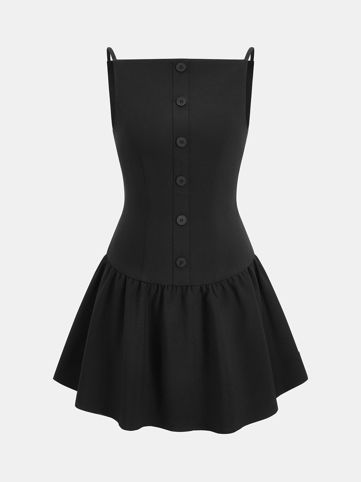 Cami-Kleid mit Knopfdetail und ausgestelltem Saum