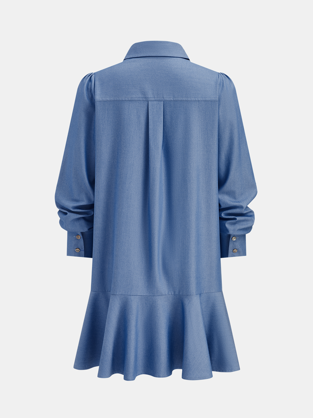 Denim Ruffle Hem Shirt Dress